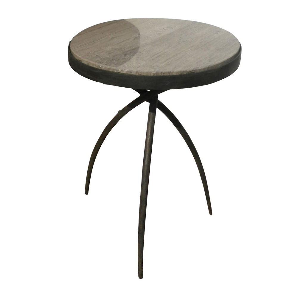 Industrial Tripod Marble Top Table - Small