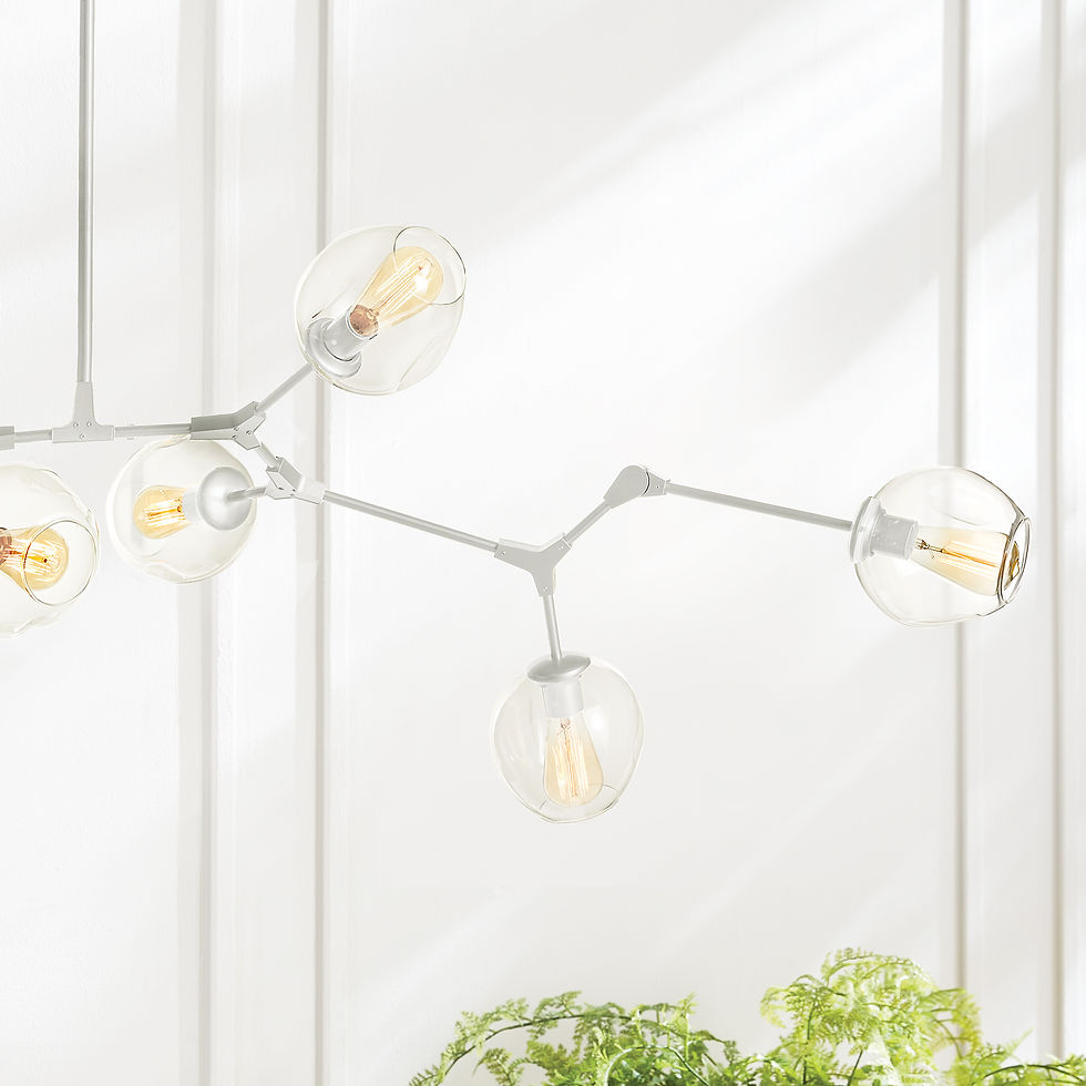 Thumbnail: Adjustable Midcentury Burst Chandelier - Matte White