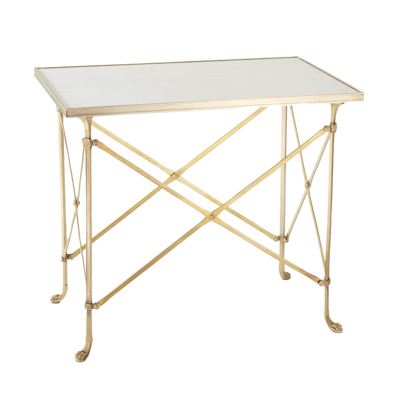 "Metropolitain" Rectangle Table - Brass and White Marble