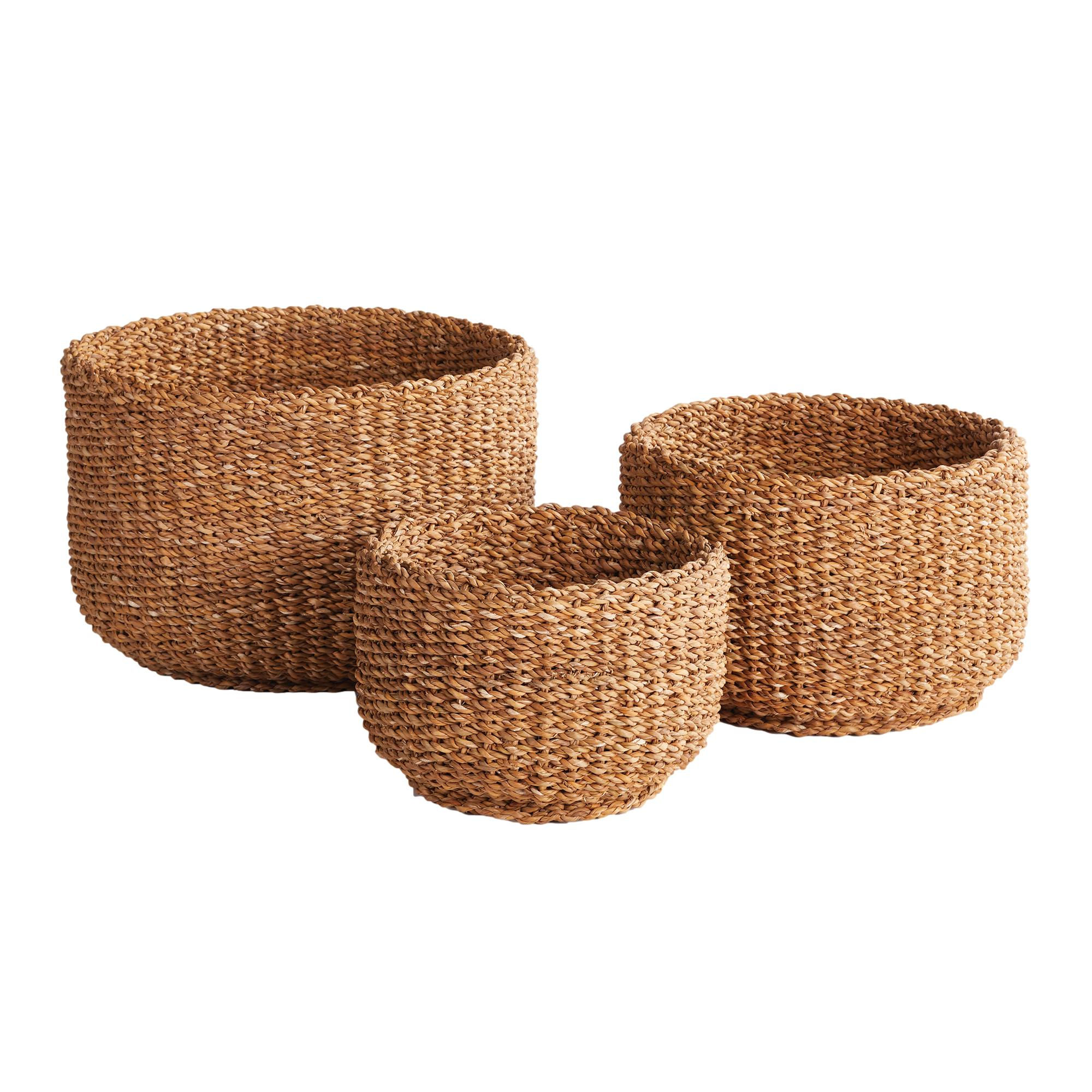 Three Sea Grass Cylinder Spa Baskets