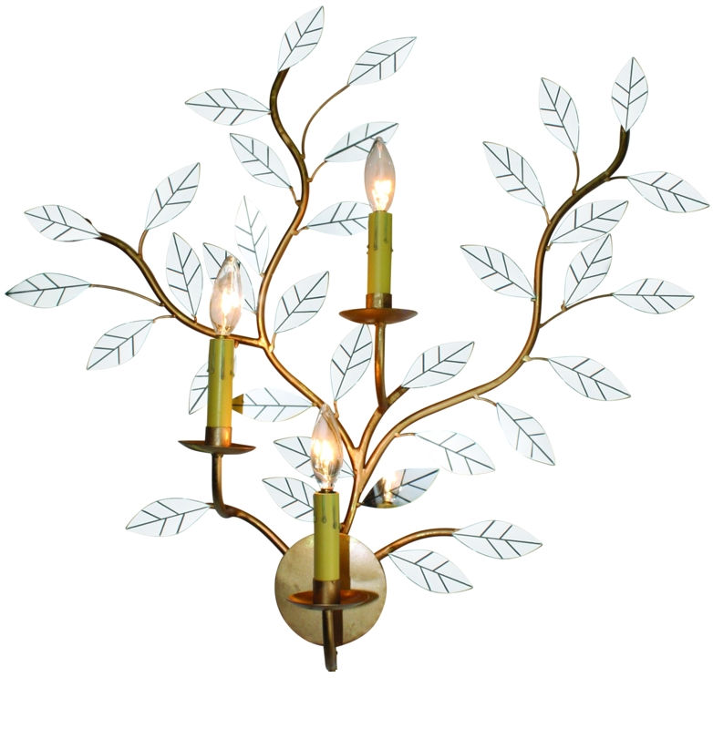 Thumbnail: Mirrored Leaf and Branch Wall Sconce