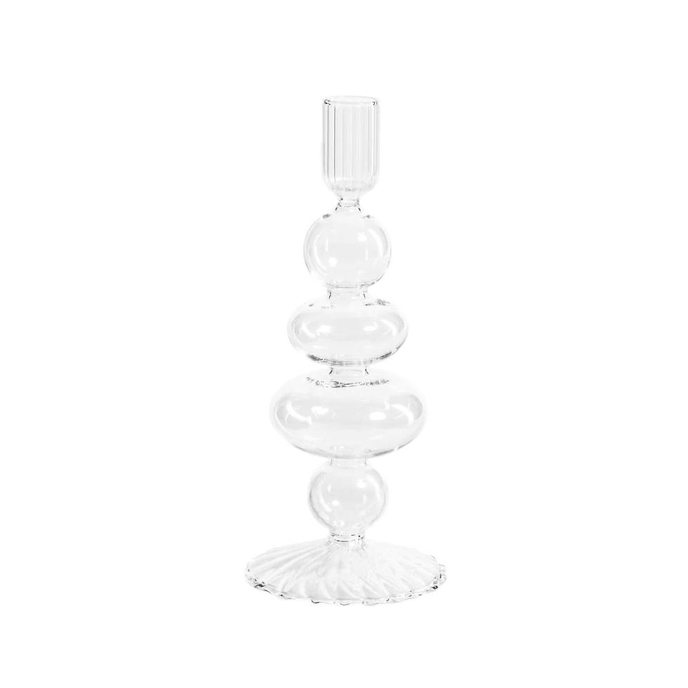 Thumbnail: Fluted Baluster Glass Candleholder Pair