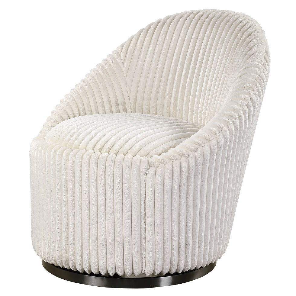 Thumbnail: Fluted Ivory Chenille Swivel Chair