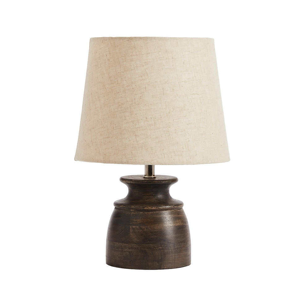 Washed Black Wood Mini Lamp