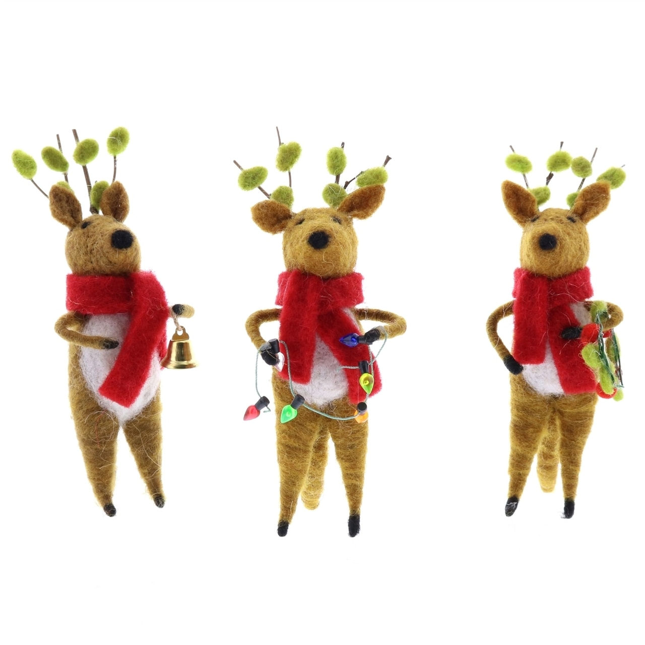 Three decorating Reindeer Ornaments