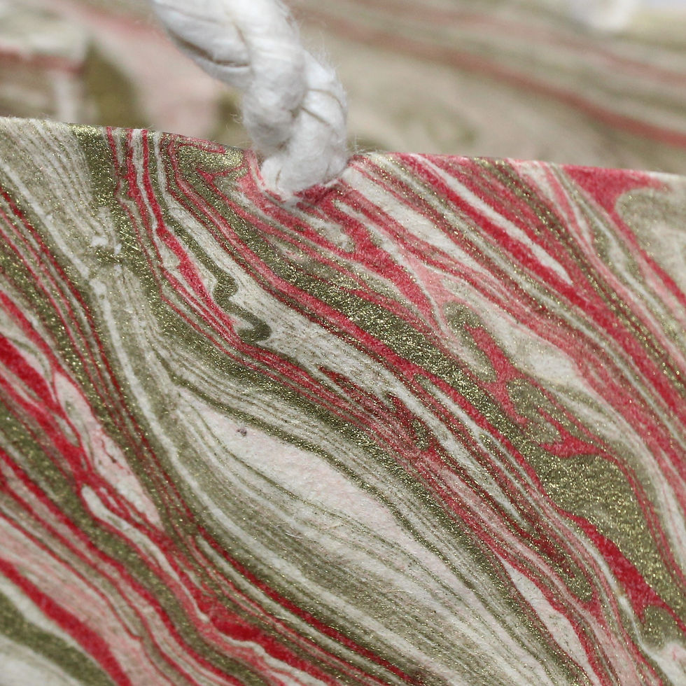 Thumbnail: Lokta Marbleized Paper Gift Bags - Red/Cream