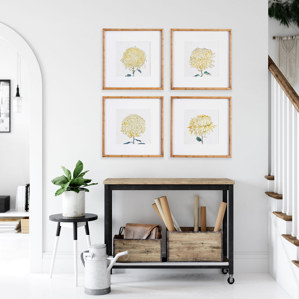 Thumbnail: Four Yellow Chrysanthemum Prints