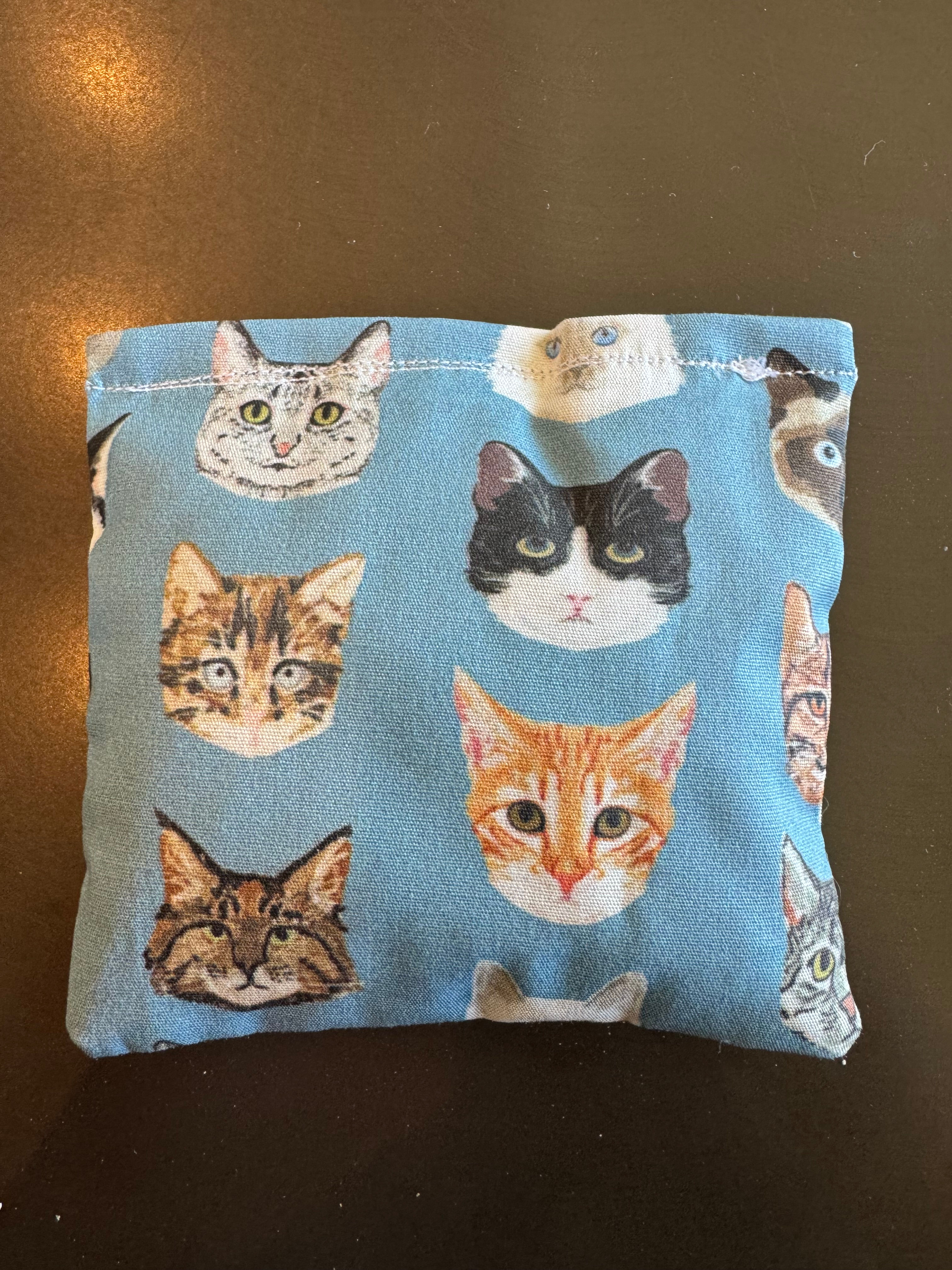 Catnip & Silver Vine blue with Cat Faces pattern