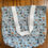 Thumbnail: Doodle Blue Cat Tote Bag white strap