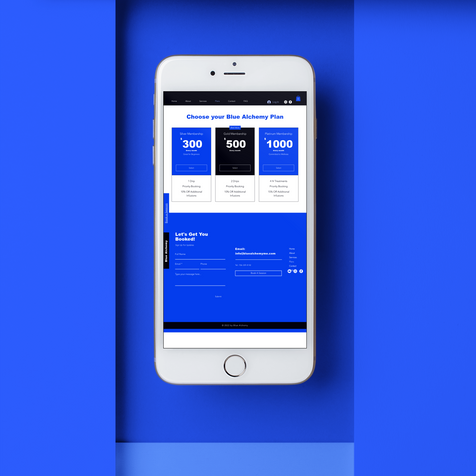 Blue-themed mobile app design mockup with a clean and modern interface on a smartphone.