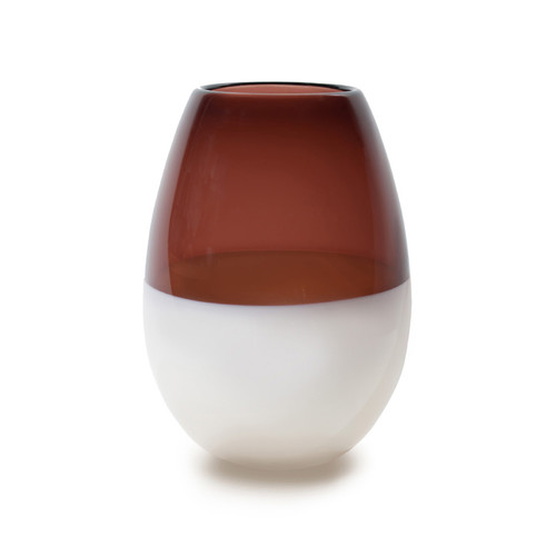 Siemon & Salazar TWOBANDEDAUBERGINEANDWHITEBARRELVASE
