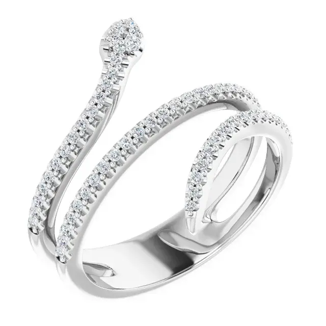 14K White 1/3 CTW Natural Diamond Snake Ring