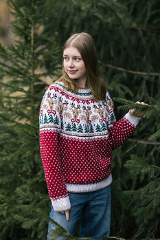 Strickpaket Novita Christmas Knit-along Rudolf Yoke Sweater
