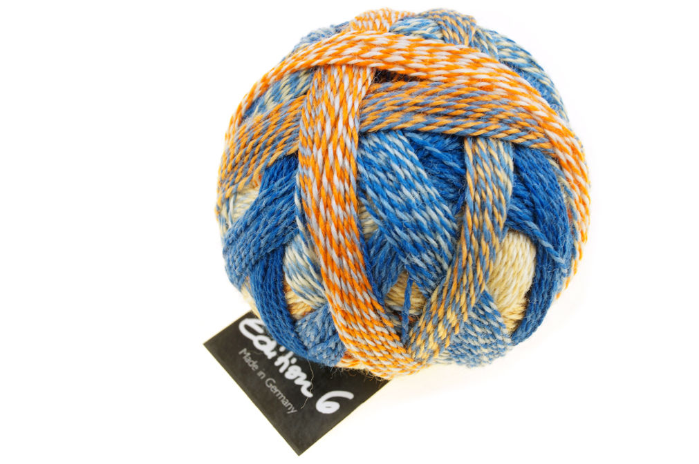 Schoppel Wolle Edition 6 Merinowolle Farbe 2333 Ipanema Beach gelb orange blau