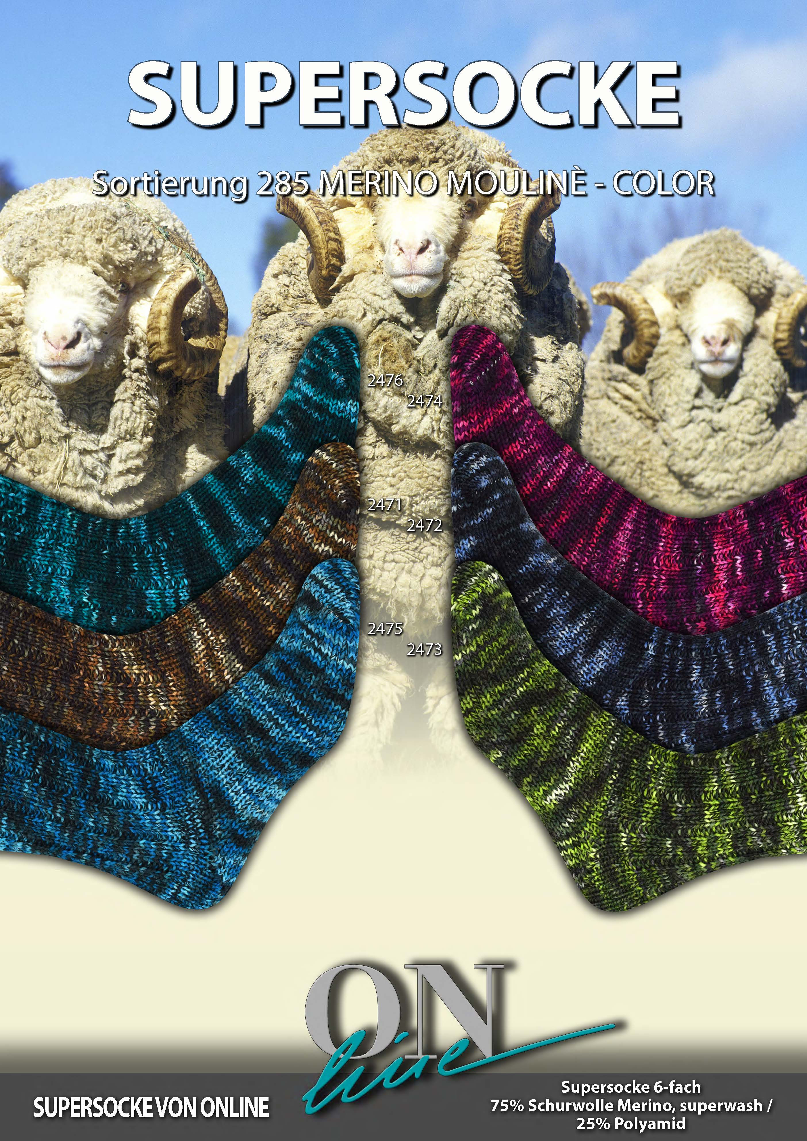 ONline Supersocke 6-fach Sort. 285 Merino Mouline Fb. 2476