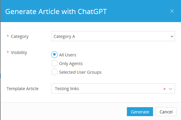 BOSSDesk AI generating a draft knowledge article from a resolved IT support ticket.