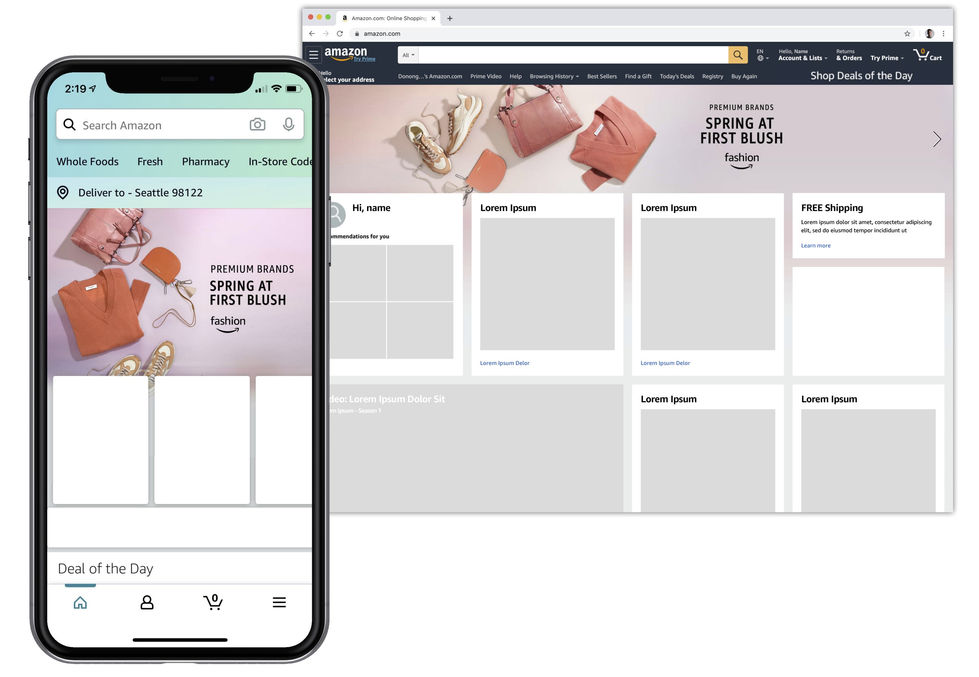 Premium Brands spring 2022 homepage hero asset for blush tones