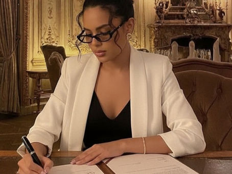Business woman signing