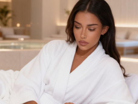 woman reading at the spa