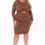Thumbnail: Twisted Lies Ruched Midi Dress - Chocolate