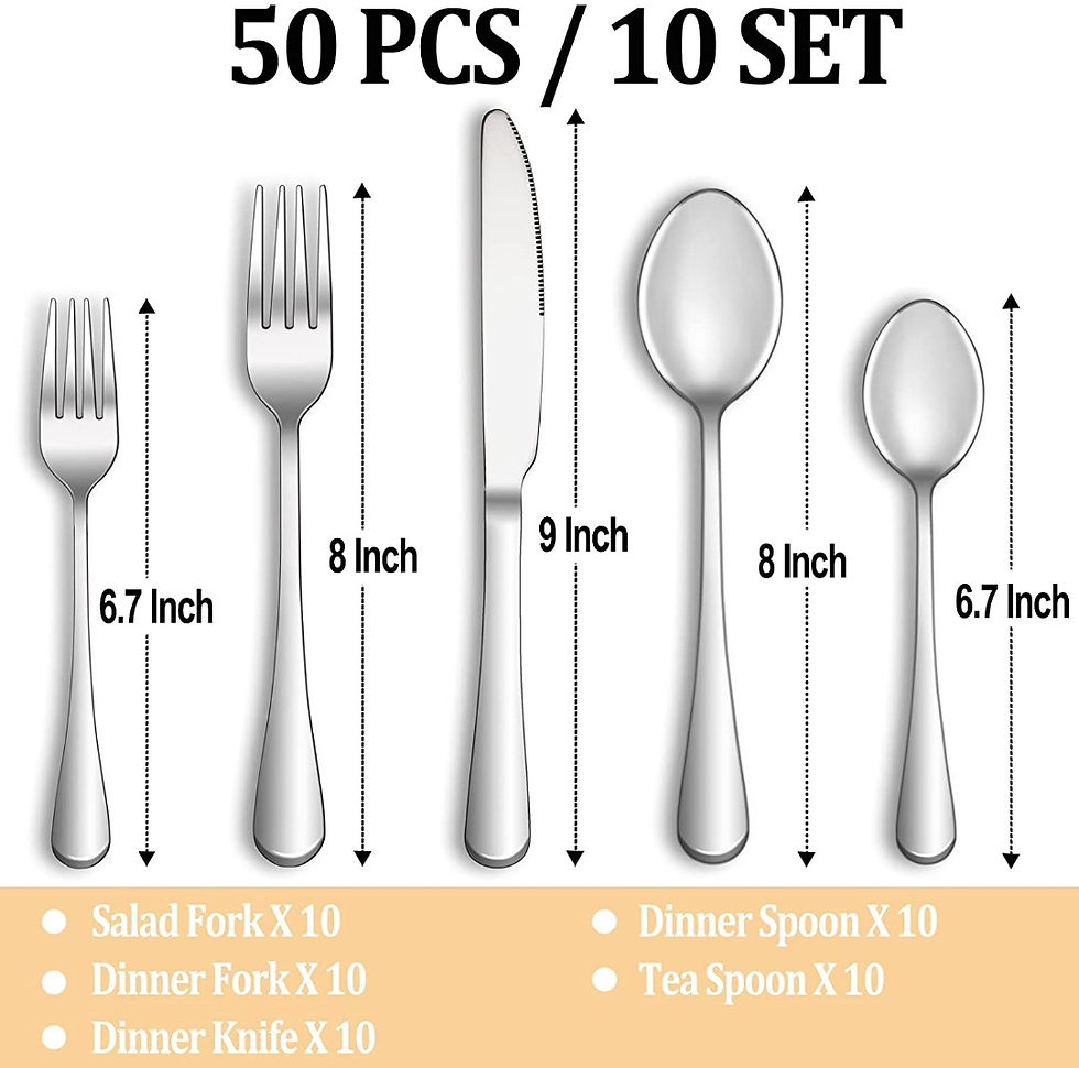 Thumbnail: 50 Piece Silverware Set Service for 10,Premium Stainless Steel Flatware Set,Mirr