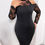 Thumbnail: Contrast Lace Cold Shoulder Bodycon Dress