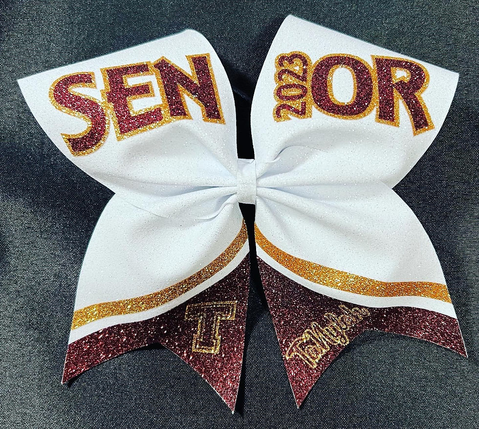 Thumbnail: Glitter White & Blue SENIOR Bow Reverse Angle