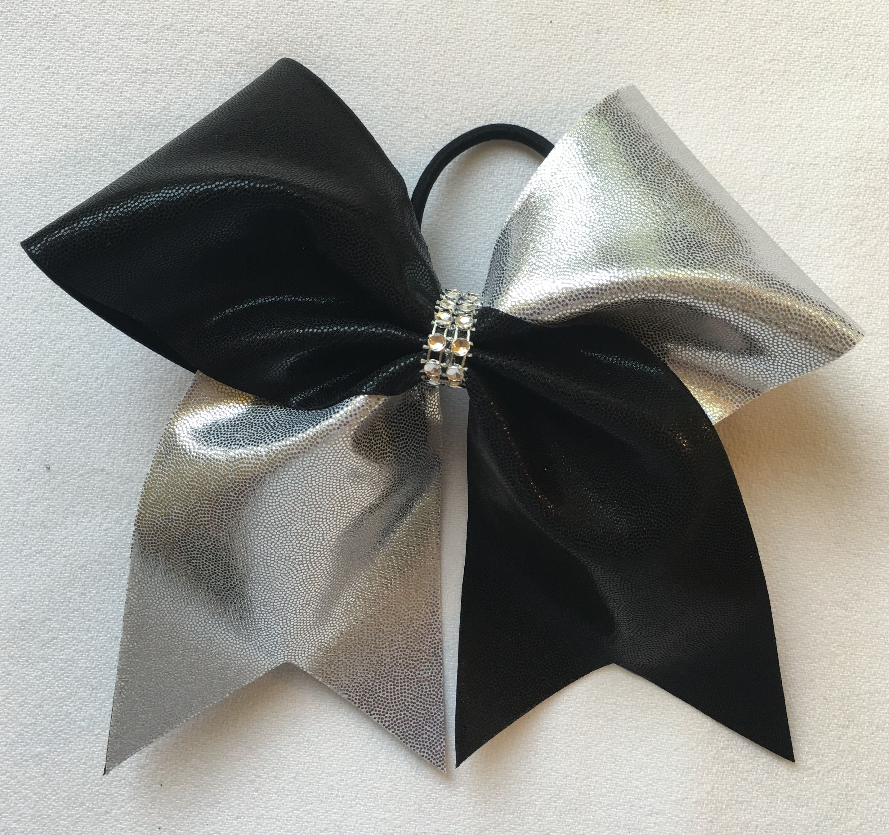 Black & Silver Mystique Bow w/ Center Bling