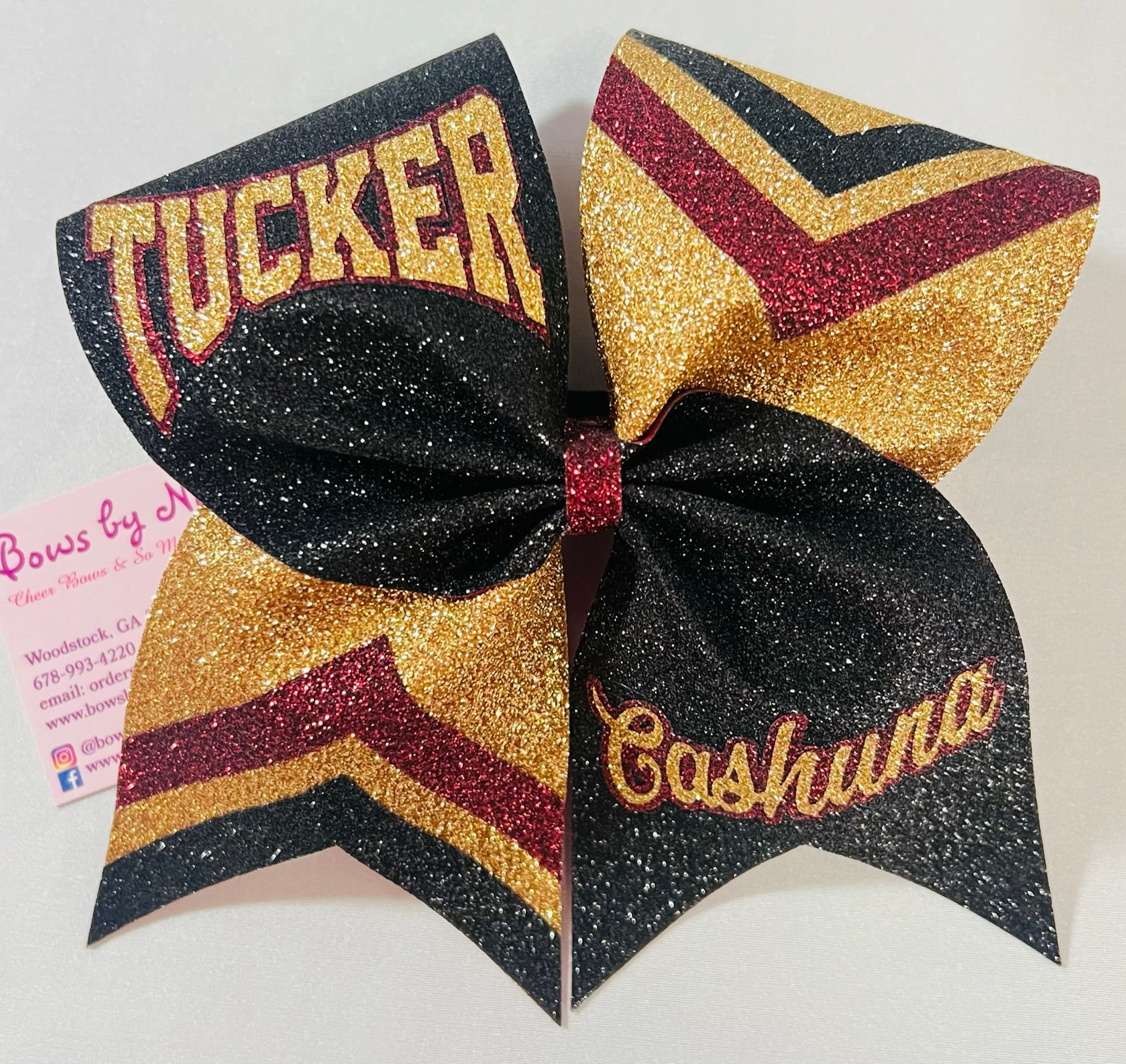 Double Chevron School Logo & Name Bow