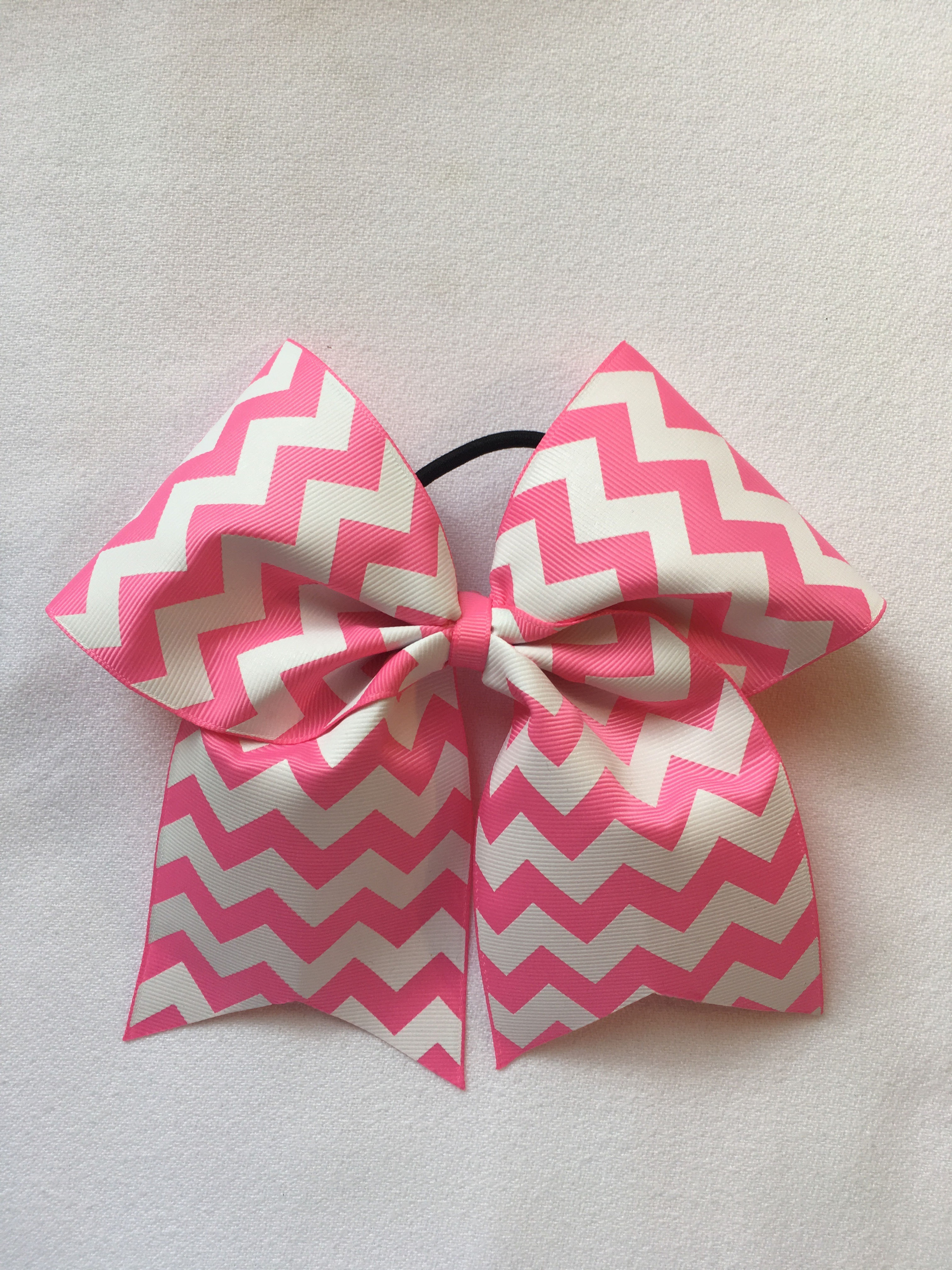 Pink & White Chevron Bow