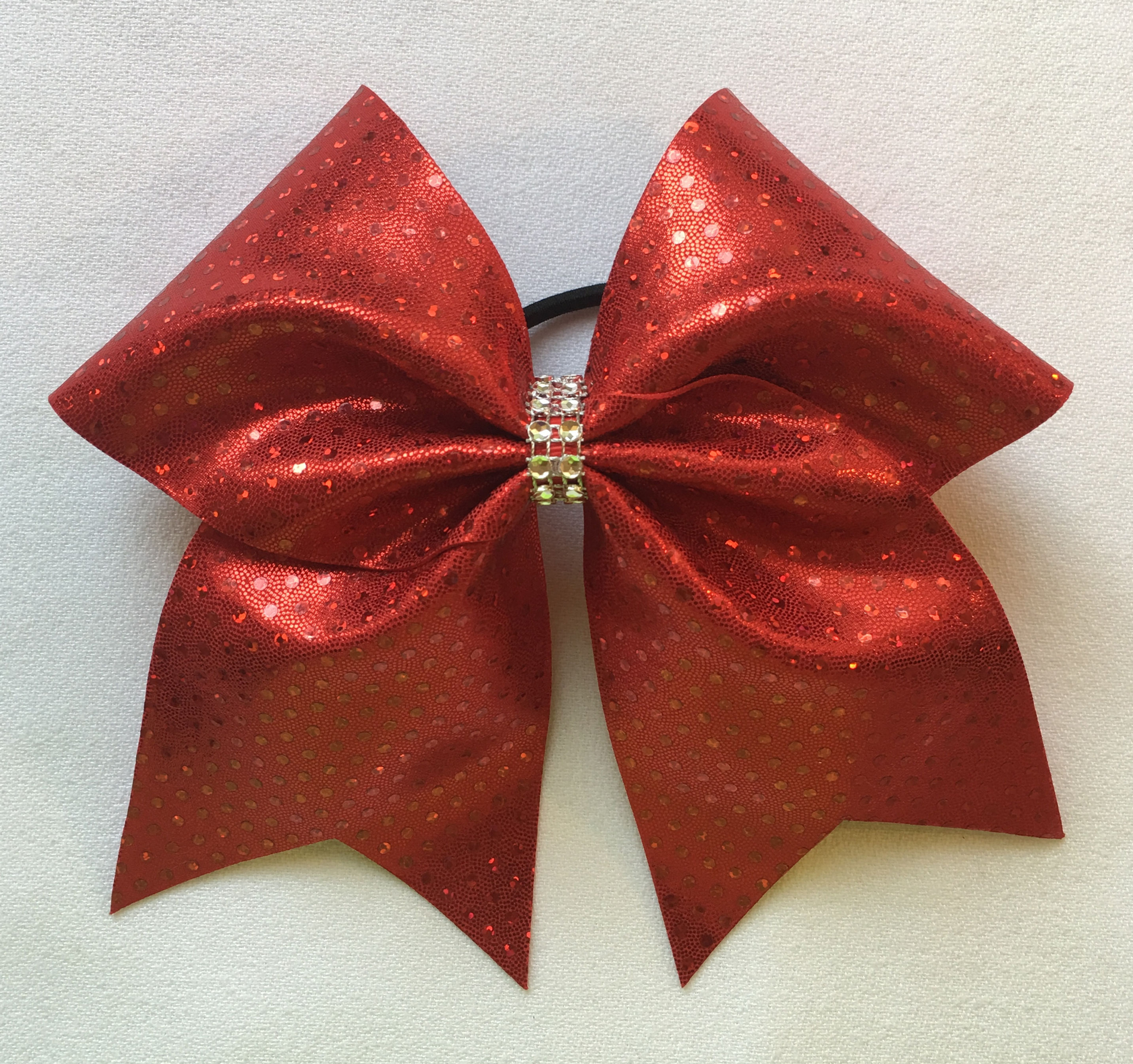 Red Sparkle Bow w/ Center Bling