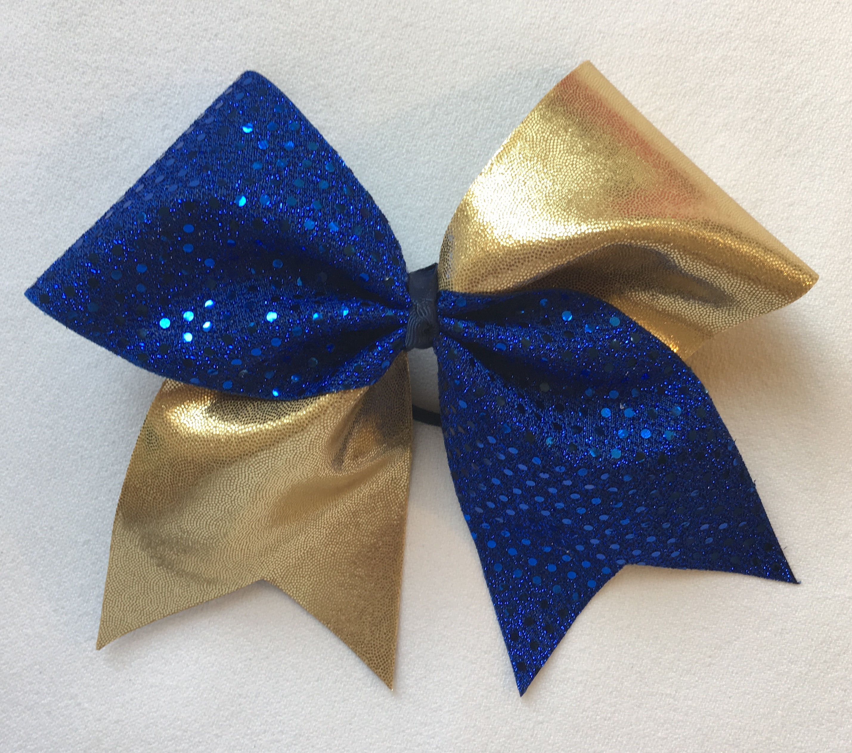 Royal Blue Sequins & Gold Mystique Bow