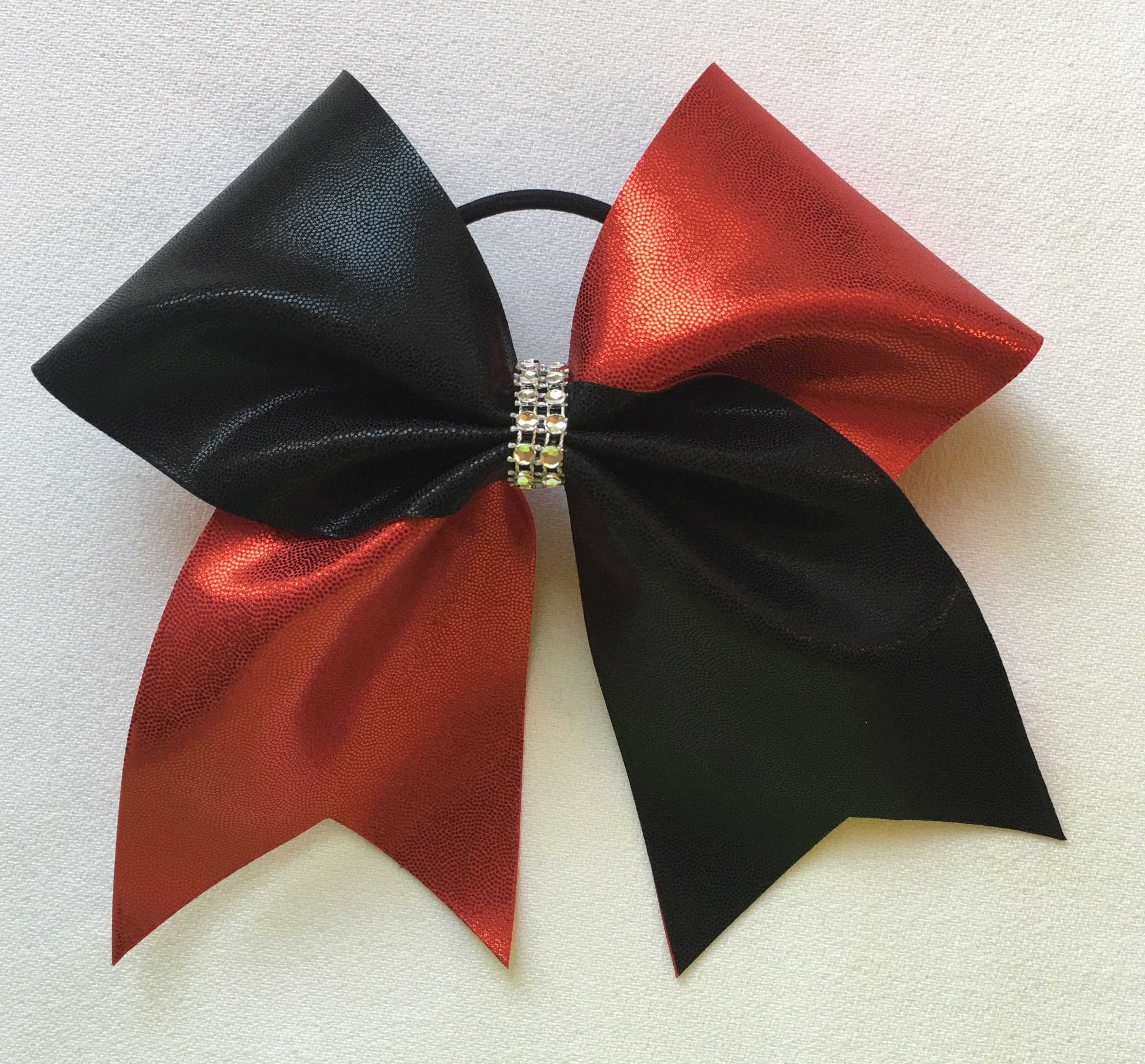 Black & Red Mystique Bow w/ Center Bling
