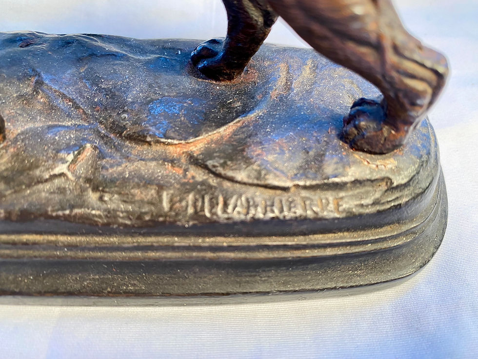 Thumbnail: Vintage French Bronze Dog - signed