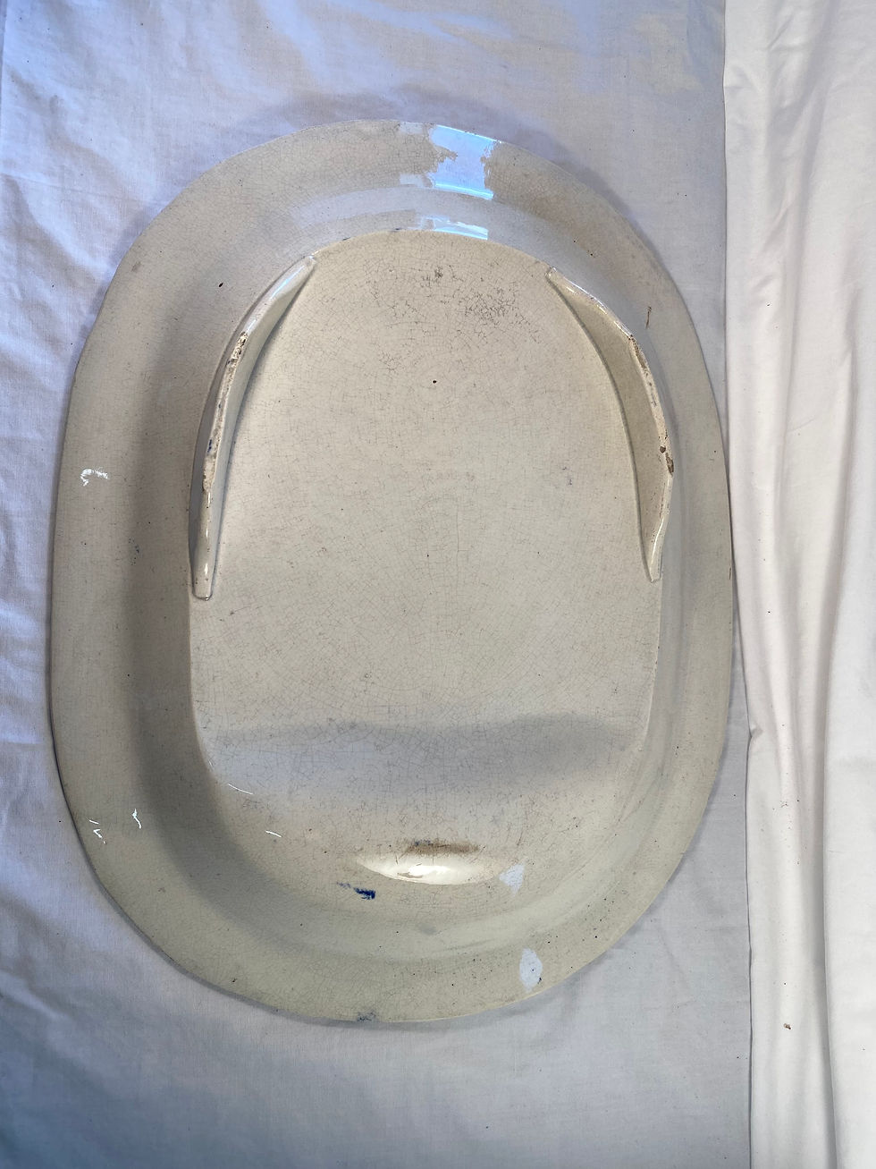 Thumbnail: Antique English, Blue and White Platter, Village Church Pattern