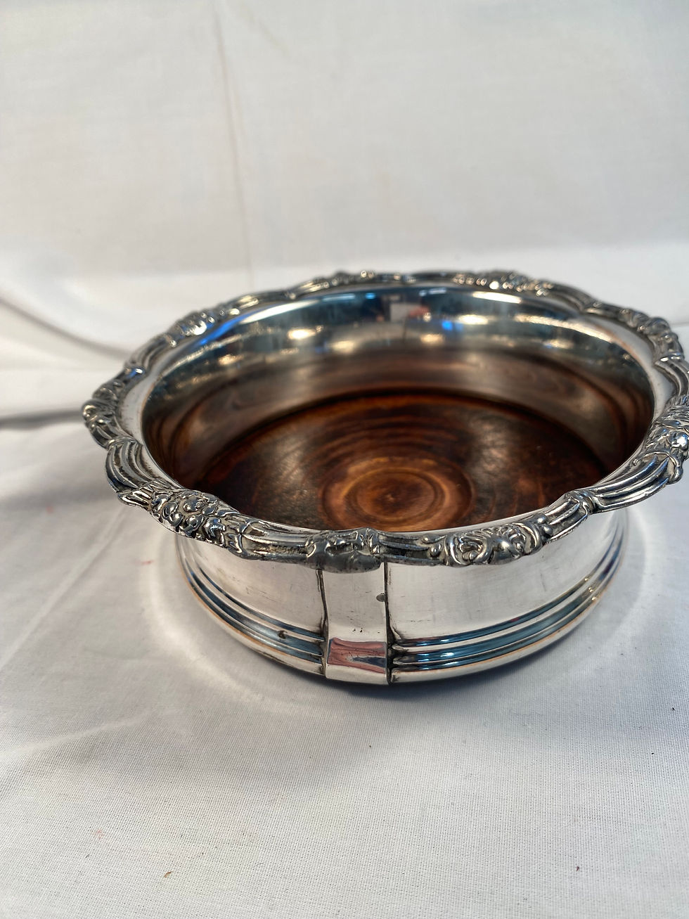 Thumbnail: English, Antique, Oak and Silver-plate Bottle Coaster