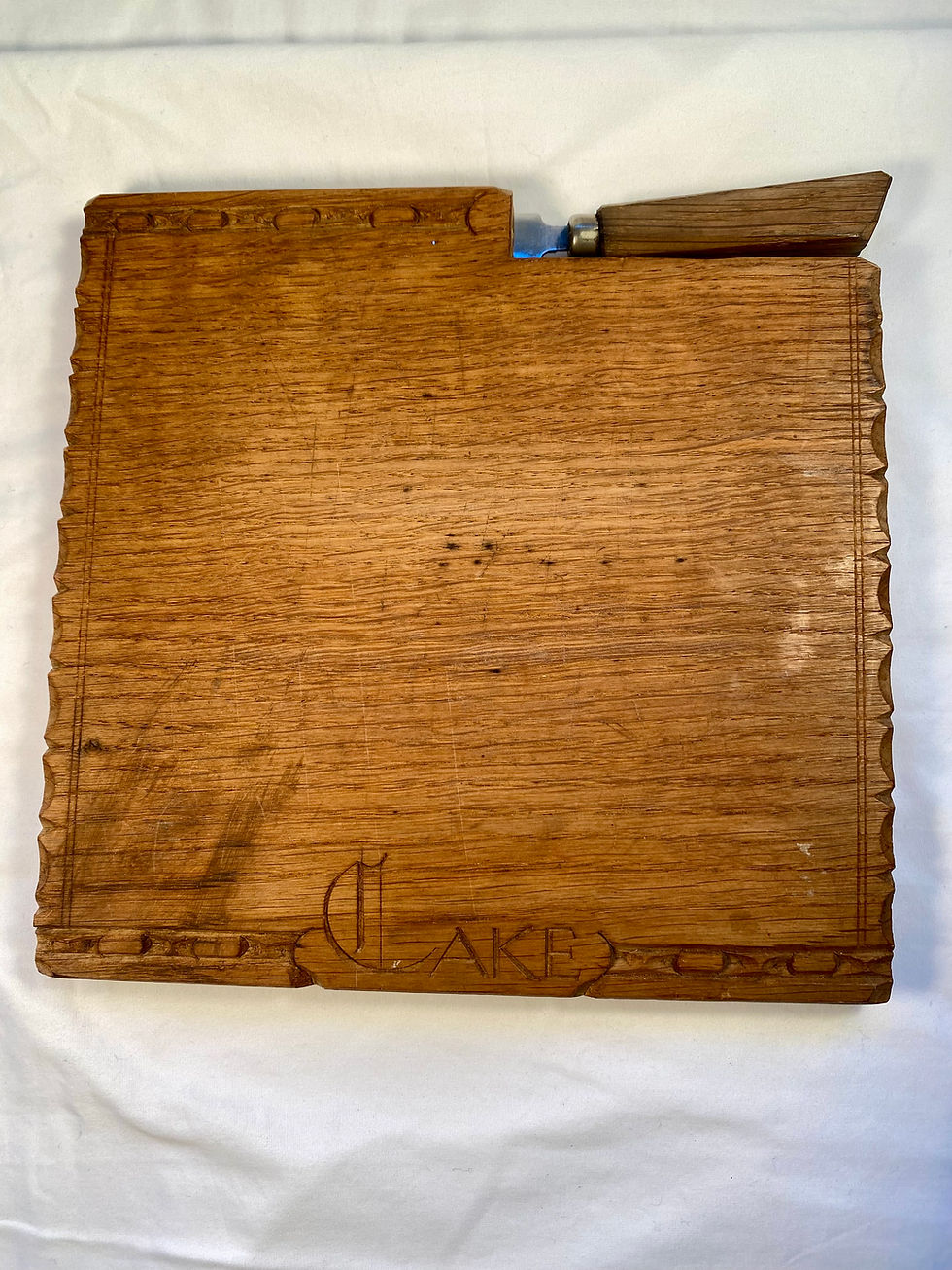 Thumbnail: Vintage English Cake Board with Knife