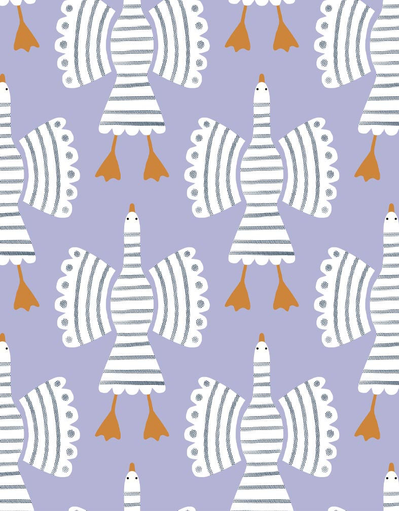 Thumbnail: Estampado cigüeñas con rayas marineras