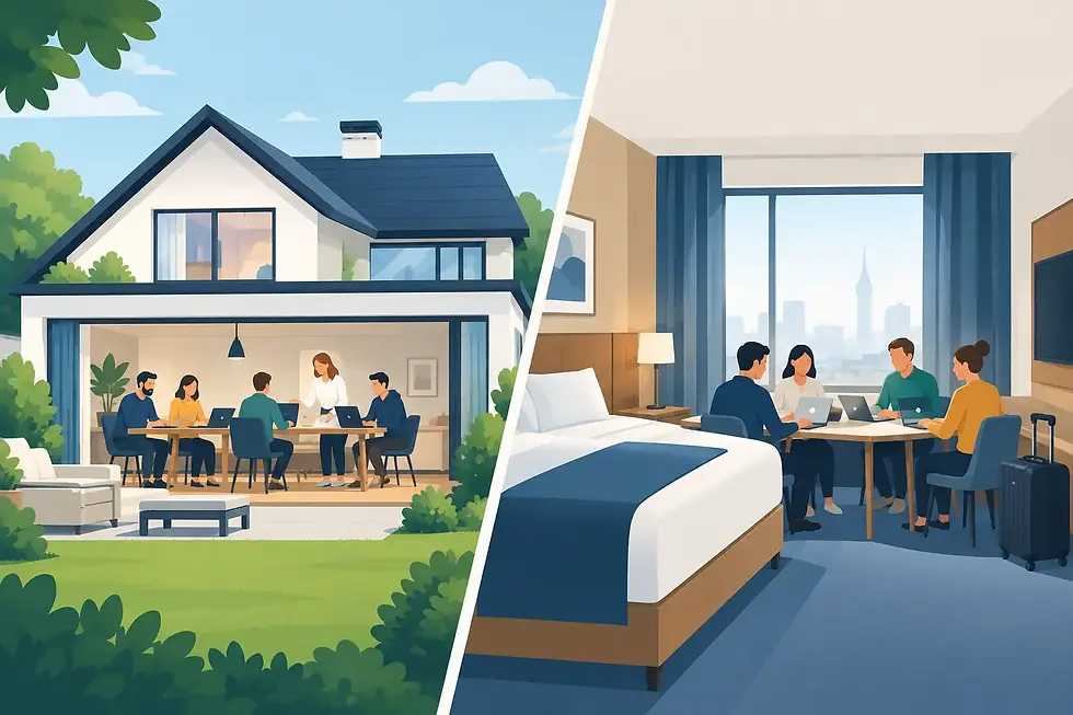 Ganzes Haus oder Hotelzimmer für Projektteams?
