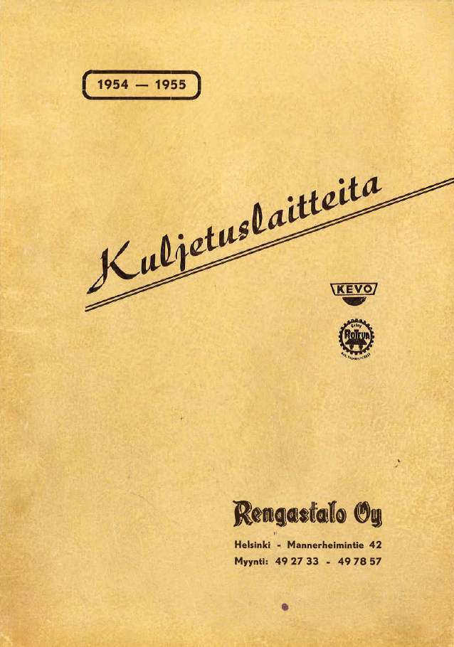 Rengastalo esite vuodelta 1954 kansi