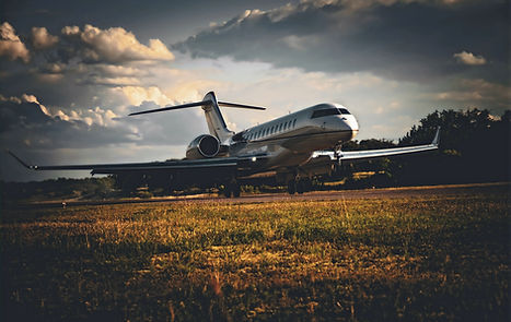 Jet landing at an airport