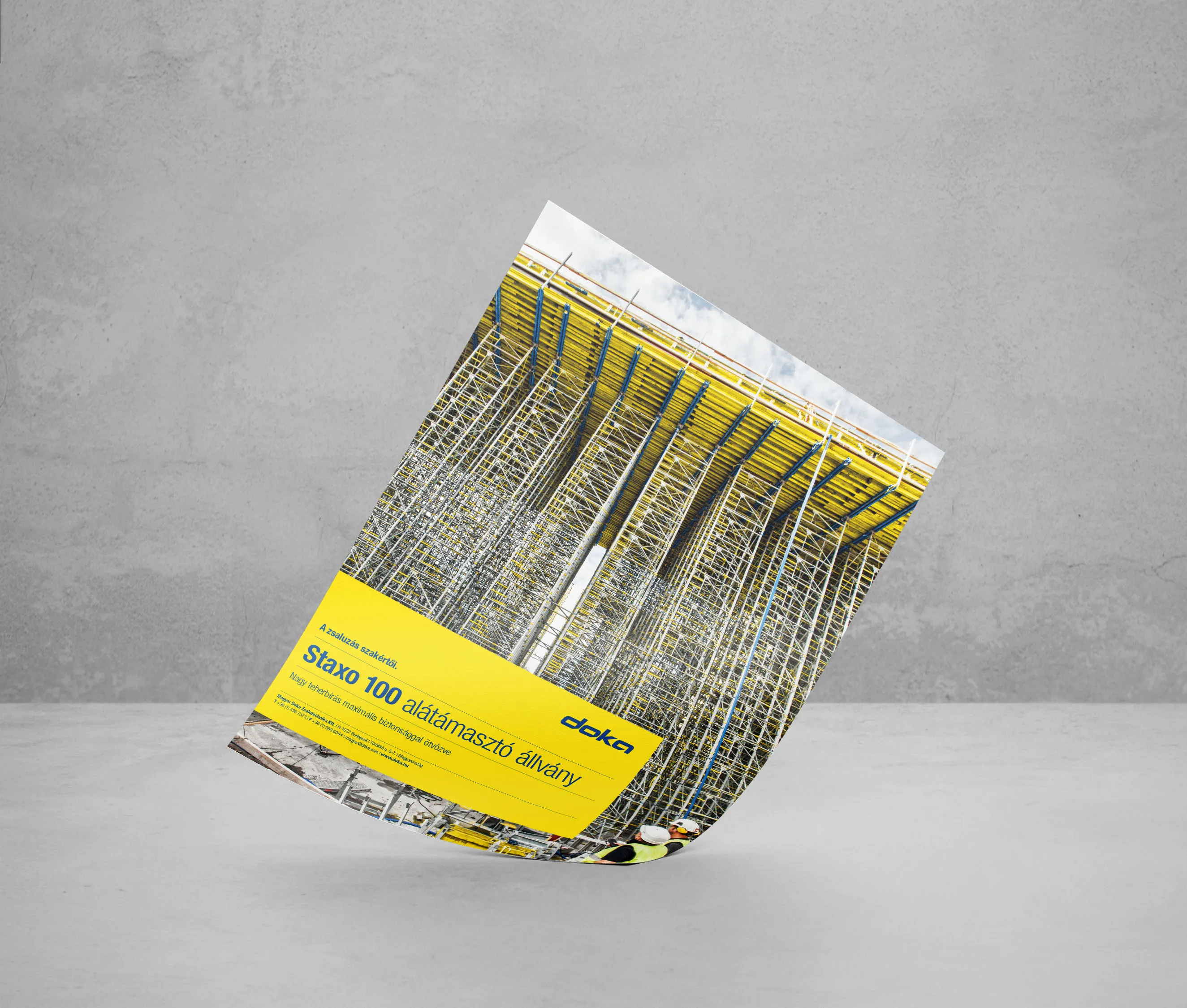 A Magyar Doka vállalati arculat – Staxo 100 alátámasztó állvány flyer