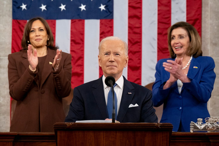 President Biden, Vice President Harris, Speaker Pelosi at the State of the Union Address. March 1, 2022