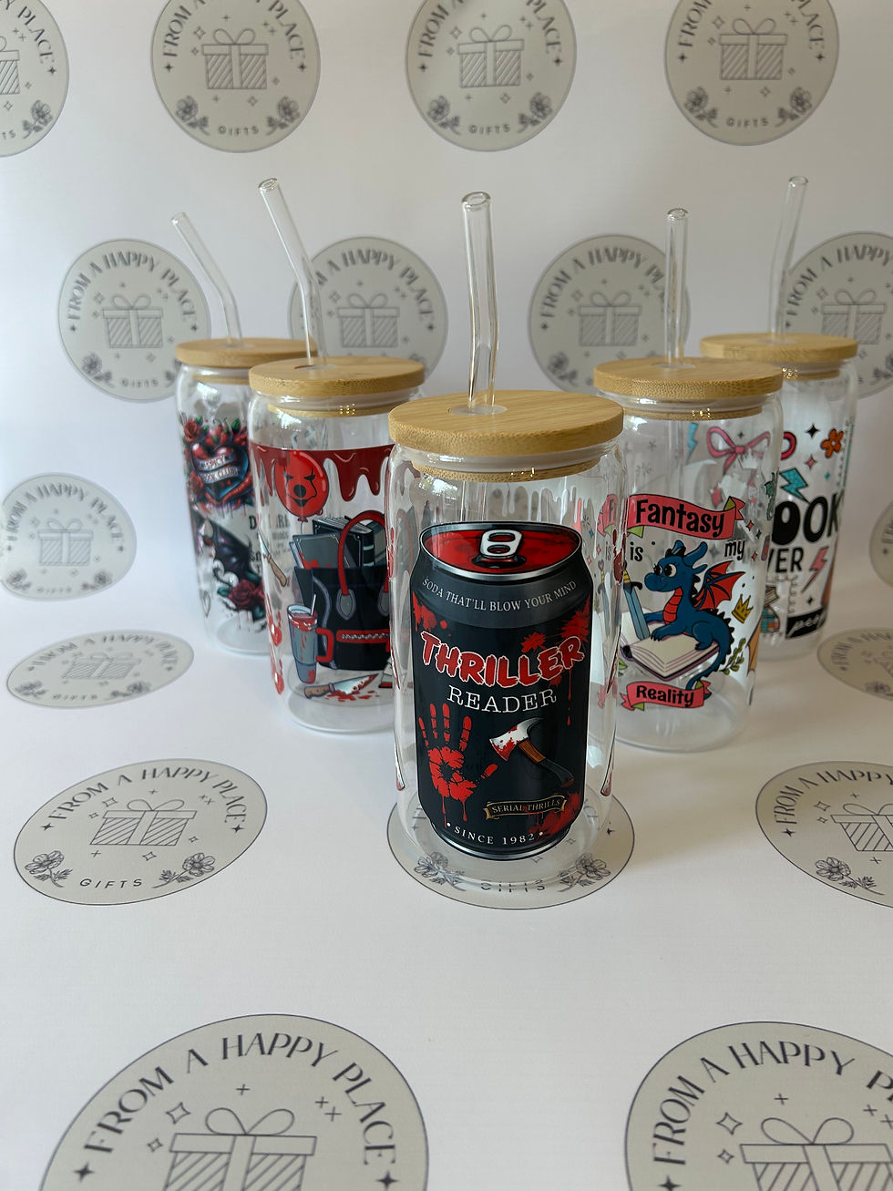 Thumbnail: Thriller glass can with a glass straw and bamboo lid 
