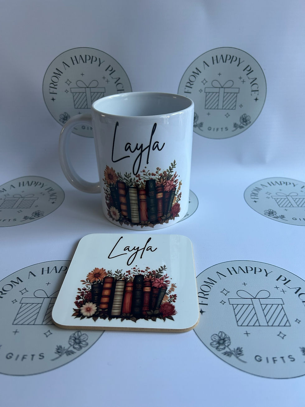 Thumbnail: Rustic books and flowers bookish mug