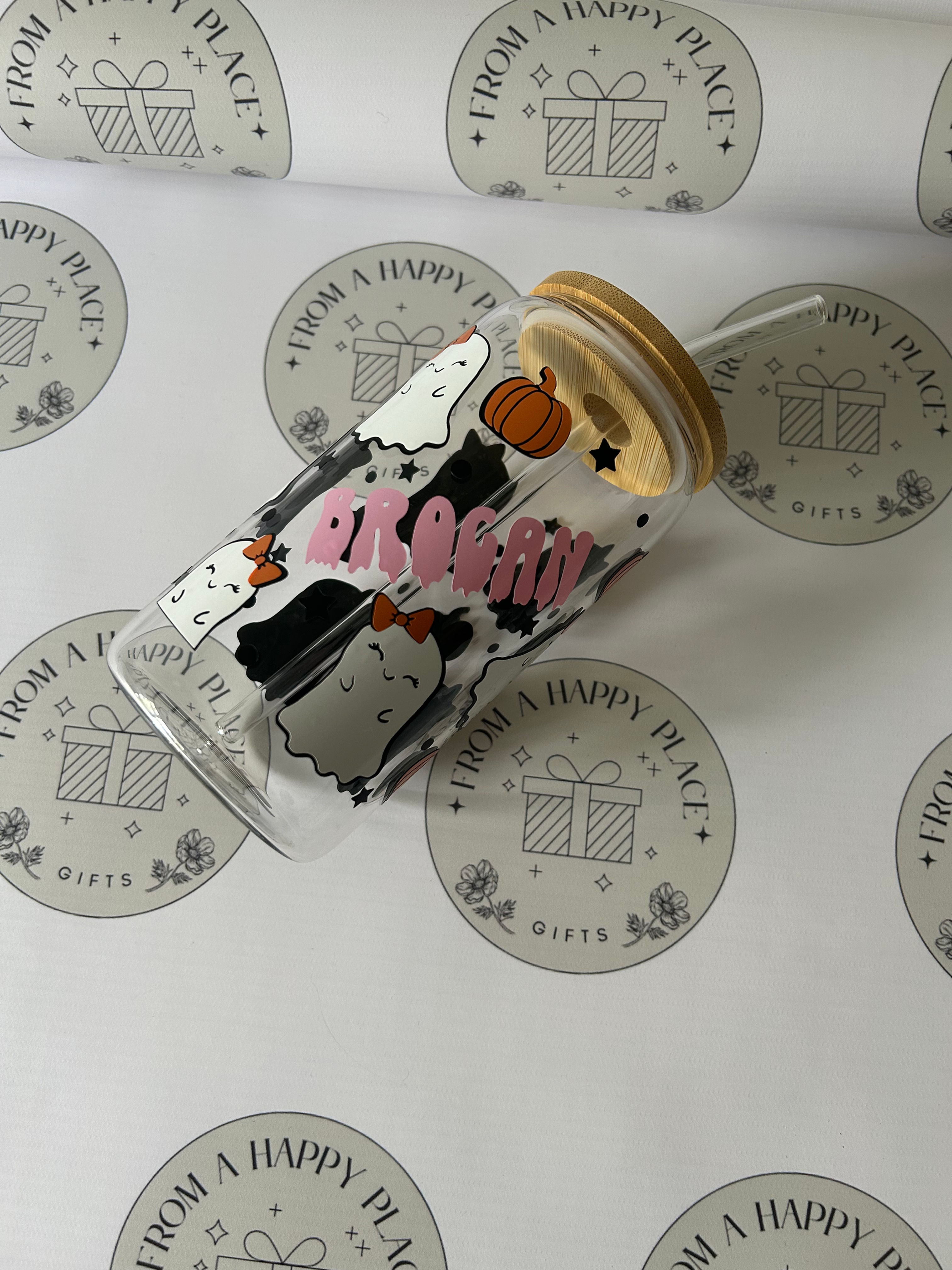 Personalised Halloween glass - cute ghost design