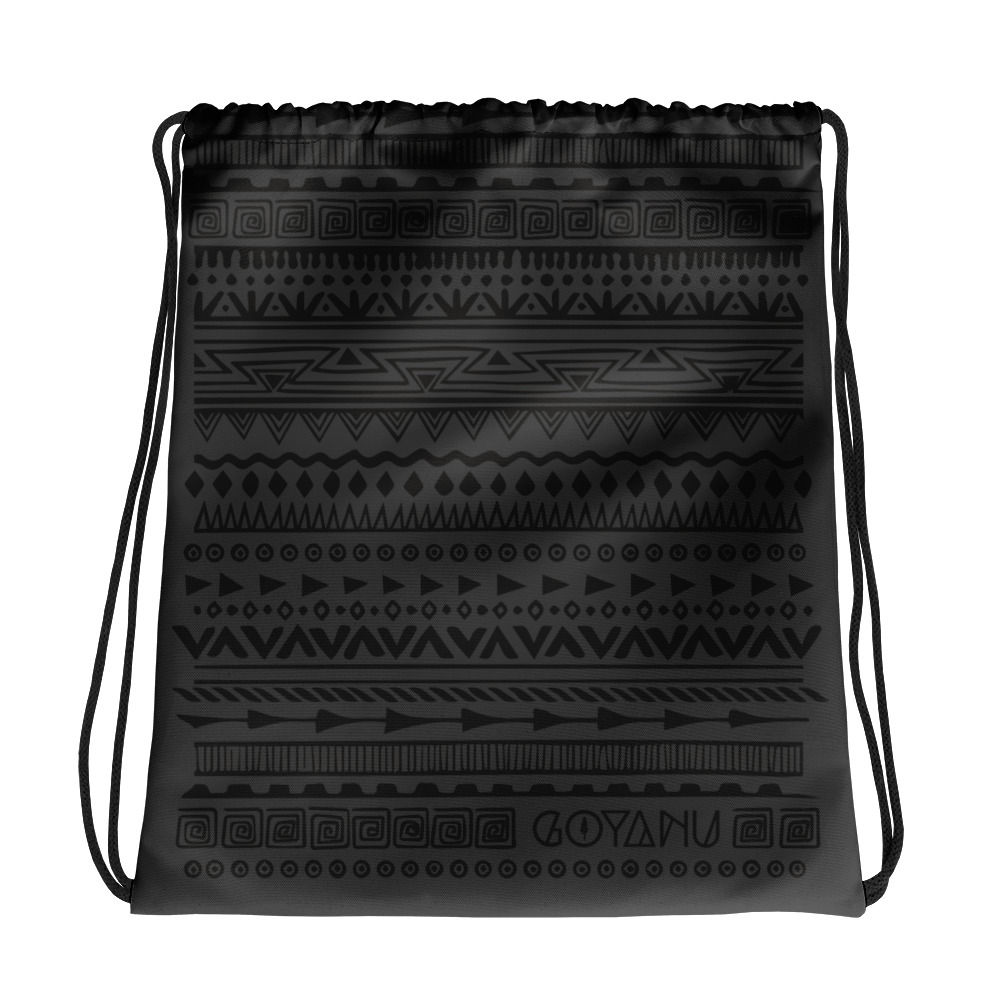 Drawstring bag Goyanu Tribal Pattern dark gray