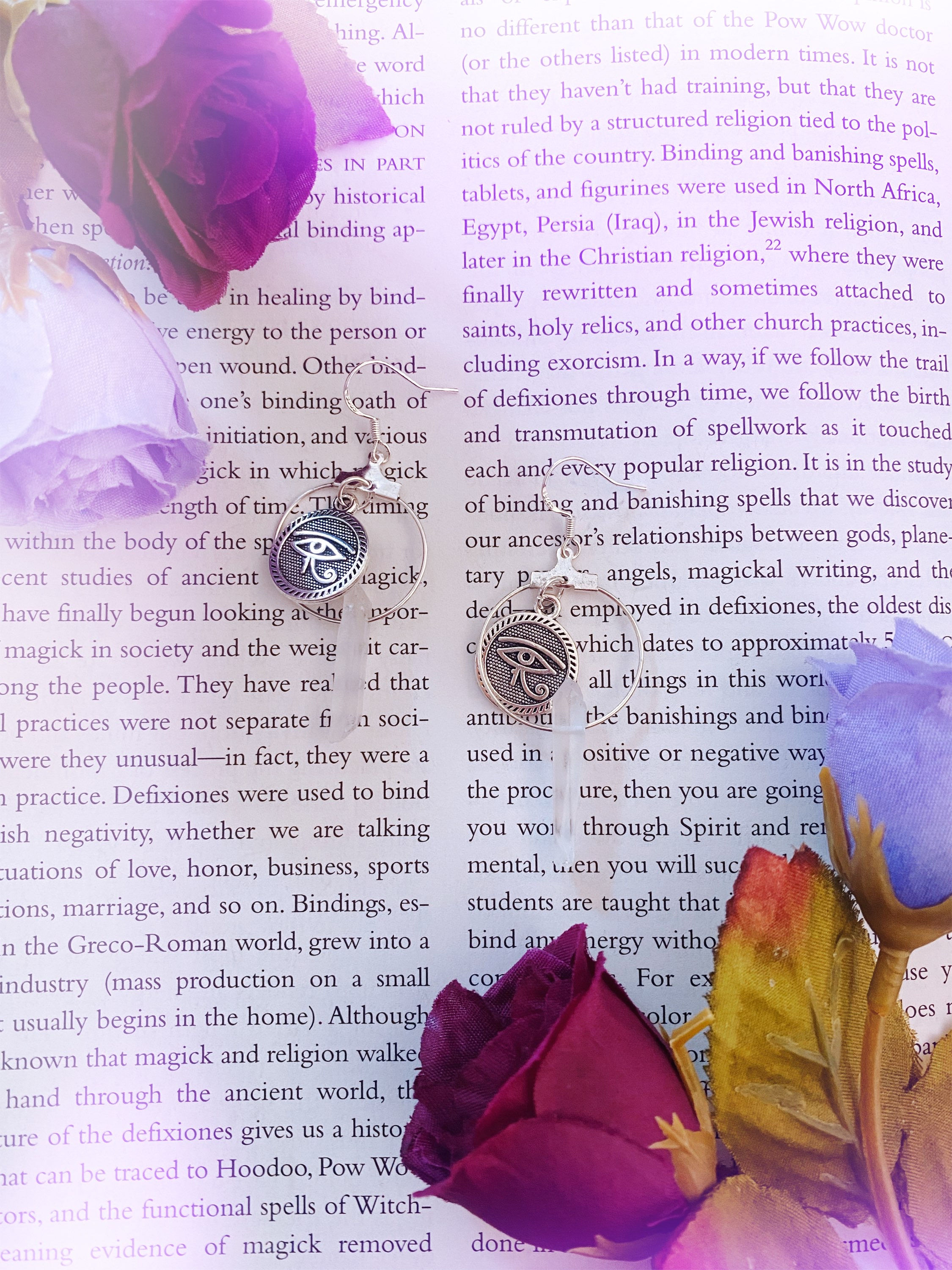 Eye of Horus Crystal Mini Hoop Earrings - Clear