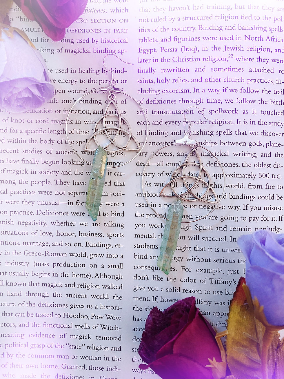 Triquetra Crystal Hoop Earrings - Green