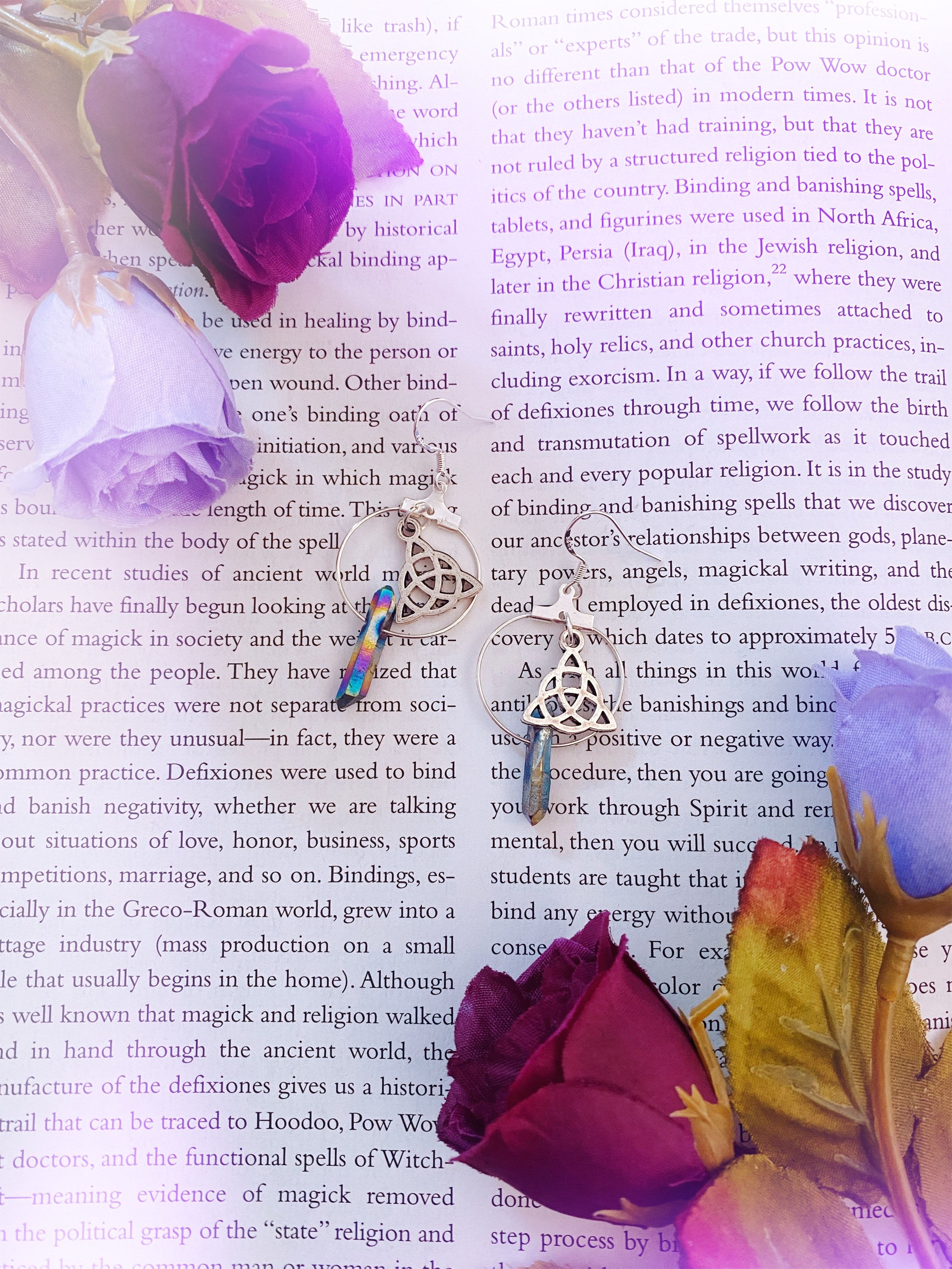 Triquetra Crystal Mini Hoop Earrings - Rainbow